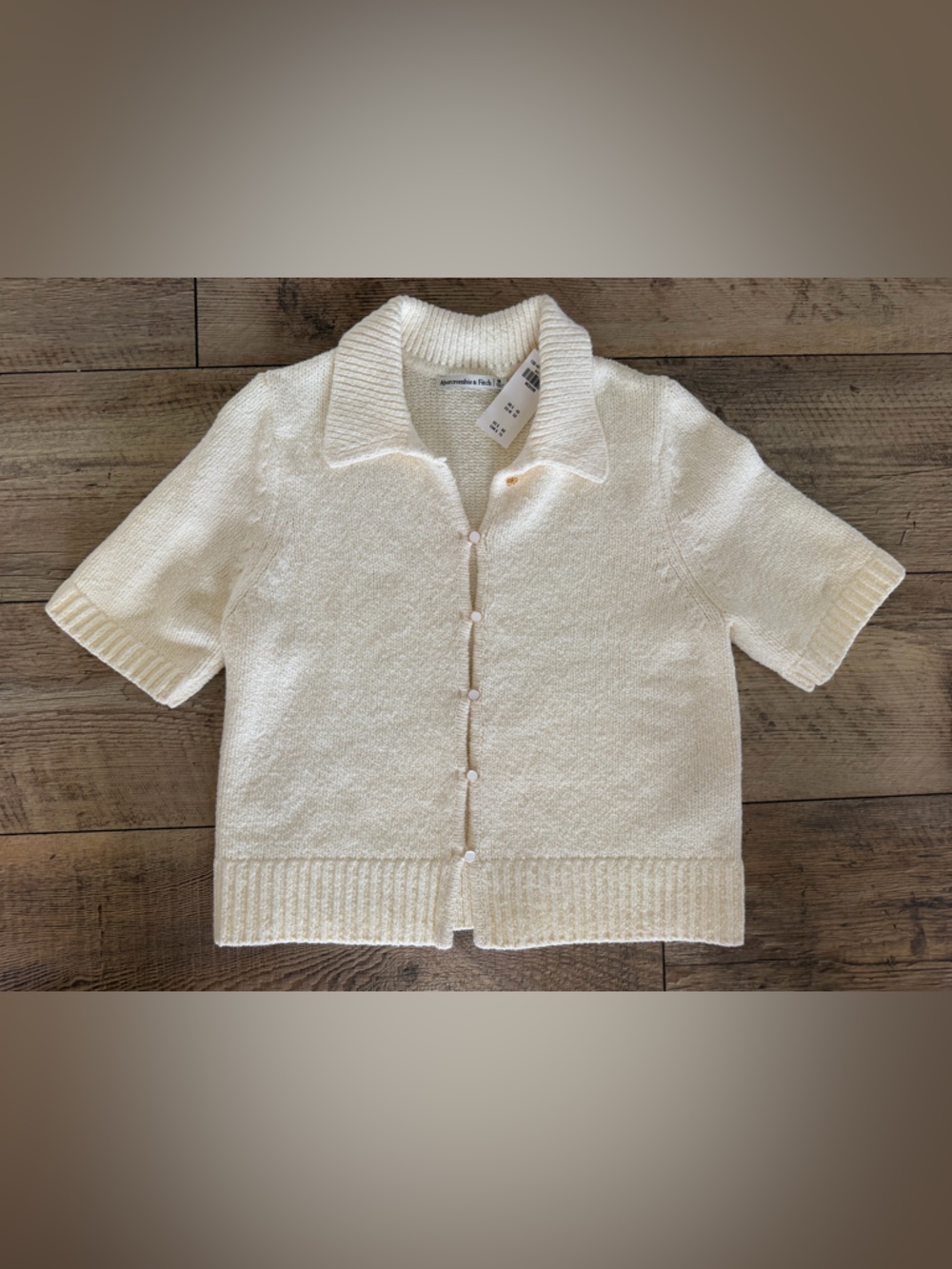 Abercrombie & Fitch Cream Button-Back Knit Sweater